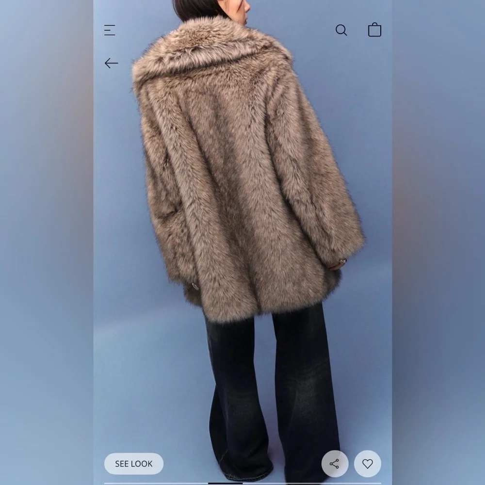 Stradivarius Plush Teddy Jacket in Brown - Picture 4 of 8